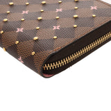 LOUIS VUITTON ルイヴィトン ダミエ ジッピーウォレット ブラウン N60473 レディース ダミエキャンバス スタッズ 長財布 Aランク 中古 銀蔵