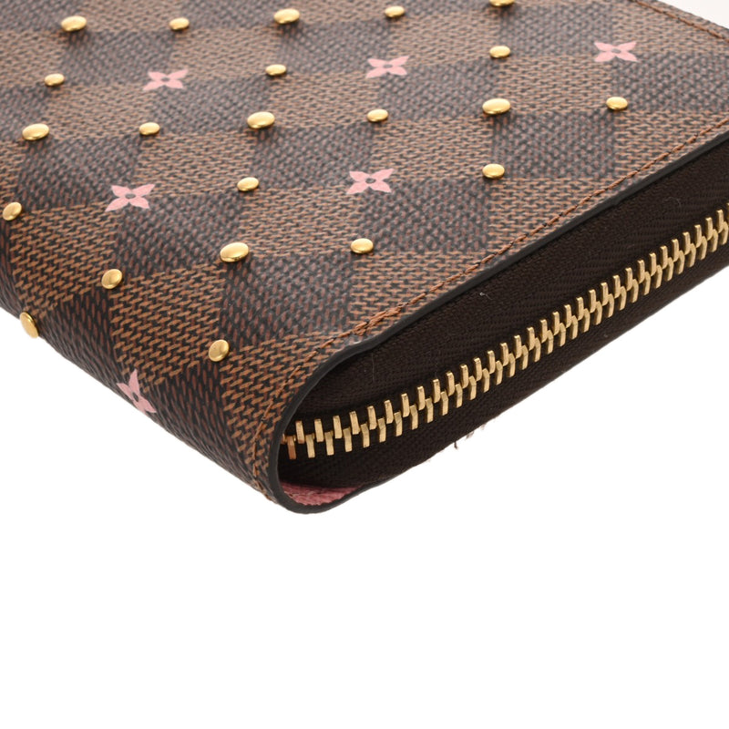 LOUIS VUITTON ルイヴィトン ダミエ ジッピーウォレット ブラウン N60473 レディース ダミエキャンバス スタッズ 長財布 Aランク 中古 銀蔵