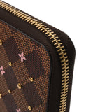 LOUIS VUITTON ルイヴィトン ダミエ ジッピーウォレット ブラウン N60473 レディース ダミエキャンバス スタッズ 長財布 Aランク 中古 銀蔵