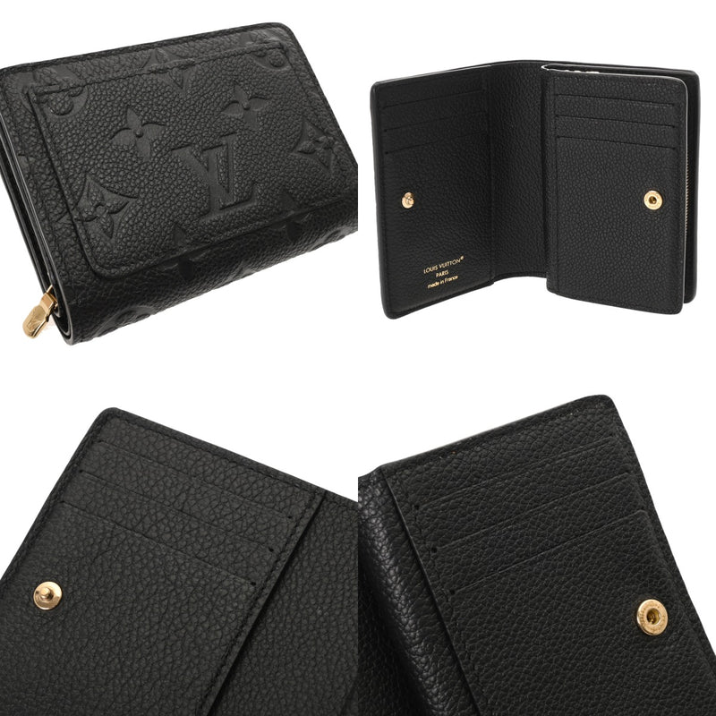 LOUIS VUITTON ルイヴィトン モノグラムアンプラント ポルトフォイユ クレア ノワール M80151 レディース レザー 二つ折り財布 Aランク 中古 銀蔵