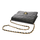 CHANEL シャネル マトラッセ プッシュロック チェーンショルダー 22cm ブラック レディース ラムスキン ショルダーバッグ ABランク 中古 銀蔵
