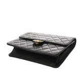 CHANEL シャネル マトラッセ プッシュロック チェーンショルダー 22cm ブラック レディース ラムスキン ショルダーバッグ ABランク 中古 銀蔵