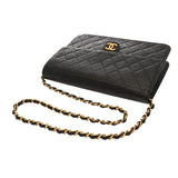 CHANEL シャネル マトラッセ プッシュロック チェーンショルダー 25cm ブラック レディース ラムスキン ショルダーバッグ Bランク 中古 銀蔵