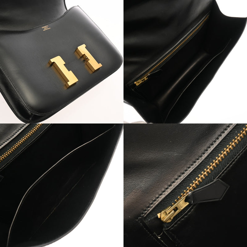 HERMES エルメス コンスタンス 23 ブラック ○N刻印(1984年頃) レディース ボックスカーフ ショルダーバッグ ABランク 中古 銀蔵