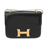 HERMES エルメス コンスタンス 23 ブラック ○N刻印(1984年頃) レディース ボックスカーフ ショルダーバッグ ABランク 中古 銀蔵