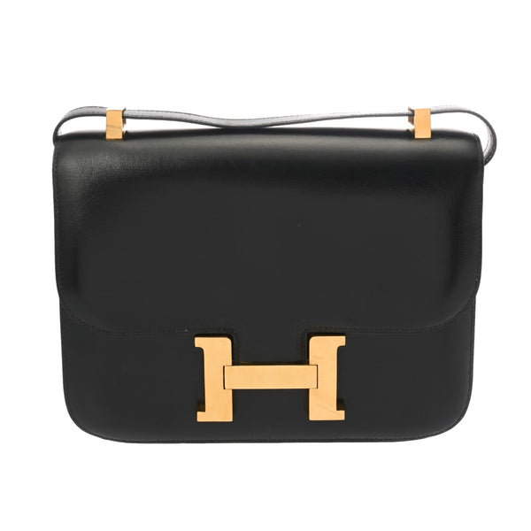 HERMES エルメス コンスタンス 23 ブラック ○N刻印(1984年頃) レディース ボックスカーフ ショルダーバッグ ABランク 中古 銀蔵