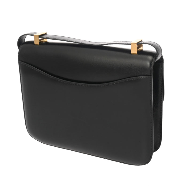 HERMES エルメス コンスタンス 23 ブラック ○N刻印(1984年頃) レディース ボックスカーフ ショルダーバッグ ABランク 中古 銀蔵