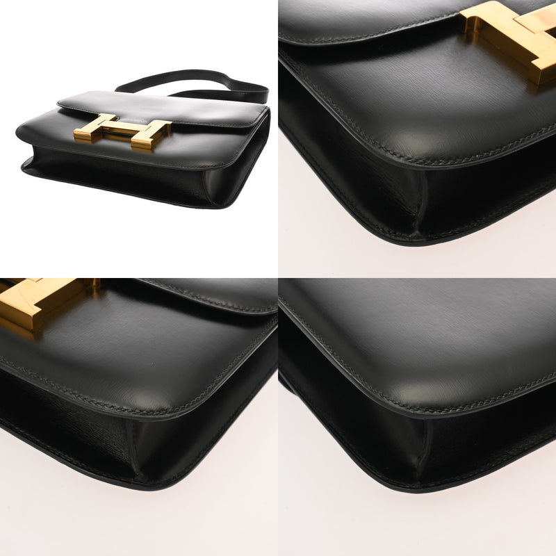 HERMES エルメス コンスタンス 23 ブラック ○N刻印(1984年頃) レディース ボックスカーフ ショルダーバッグ ABランク 中古 銀蔵