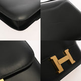 HERMES エルメス コンスタンス 23 ブラック ○N刻印(1984年頃) レディース ボックスカーフ ショルダーバッグ ABランク 中古 銀蔵