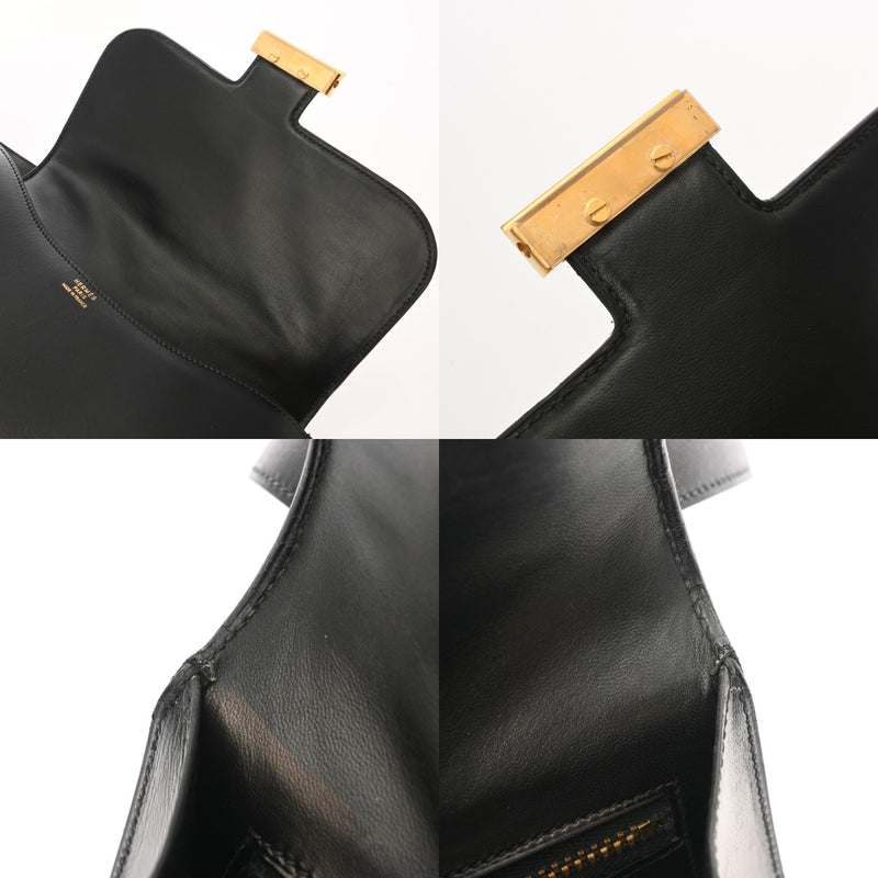 HERMES エルメス コンスタンス 23 ブラック ○N刻印(1984年頃) レディース ボックスカーフ ショルダーバッグ ABランク 中古 銀蔵