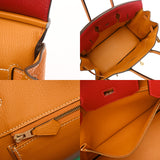 HERMES エルメス バーキン 35 パーソナルオーダー ミント/ムタード/ルージュカザック □P刻印(2012年頃) レディース トリヨンクレマンス ハンドバッグ Aランク 中古 銀蔵