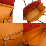 HERMES エルメス バーキン 35 パーソナルオーダー ミント/ムタード/ルージュカザック □P刻印(2012年頃) レディース トリヨンクレマンス ハンドバッグ Aランク 中古 銀蔵