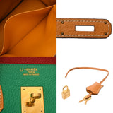 HERMES エルメス バーキン 35 パーソナルオーダー ミント/ムタード/ルージュカザック □P刻印(2012年頃) レディース トリヨンクレマンス ハンドバッグ Aランク 中古 銀蔵