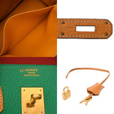 HERMES エルメス バーキン 35 パーソナルオーダー ミント/ムタード/ルージュカザック □P刻印(2012年頃) レディース トリヨンクレマンス ハンドバッグ Aランク 中古 銀蔵