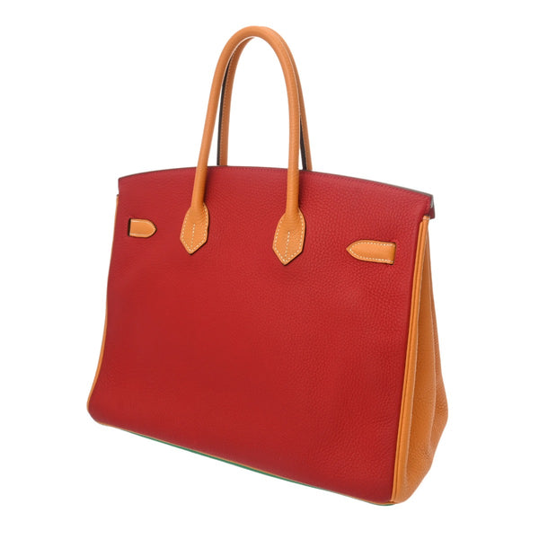 HERMES エルメス バーキン 35 パーソナルオーダー ミント/ムタード/ルージュカザック □P刻印(2012年頃) レディース トリヨンクレマンス ハンドバッグ Aランク 中古 銀蔵