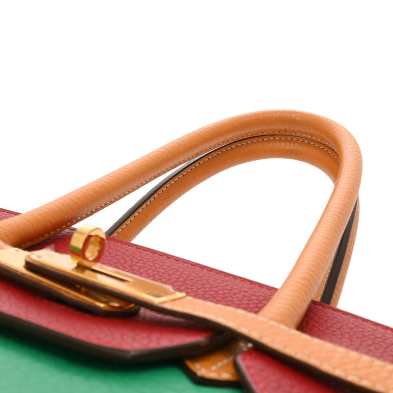 HERMES エルメス バーキン 35 パーソナルオーダー ミント/ムタード/ルージュカザック □P刻印(2012年頃) レディース トリヨンクレマンス ハンドバッグ Aランク 中古 銀蔵