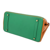 HERMES エルメス バーキン 35 パーソナルオーダー ミント/ムタード/ルージュカザック □P刻印(2012年頃) レディース トリヨンクレマンス ハンドバッグ Aランク 中古 銀蔵