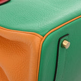 HERMES エルメス バーキン 35 パーソナルオーダー ミント/ムタード/ルージュカザック □P刻印(2012年頃) レディース トリヨンクレマンス ハンドバッグ Aランク 中古 銀蔵