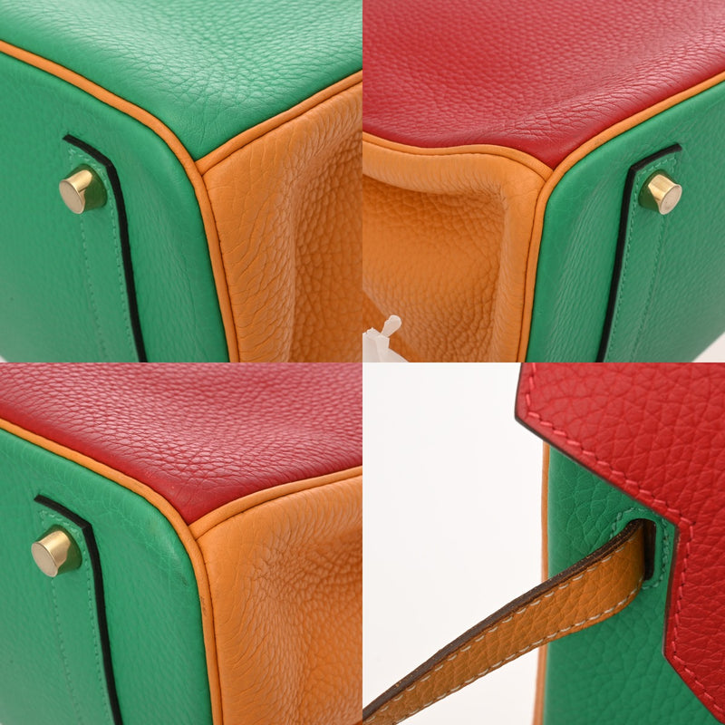 HERMES エルメス バーキン 35 パーソナルオーダー ミント/ムタード/ルージュカザック □P刻印(2012年頃) レディース トリヨンクレマンス ハンドバッグ Aランク 中古 銀蔵