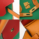 HERMES エルメス バーキン 35 パーソナルオーダー ミント/ムタード/ルージュカザック □P刻印(2012年頃) レディース トリヨンクレマンス ハンドバッグ Aランク 中古 銀蔵