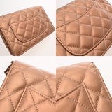 CHANEL シャネル 2.55 マトラッセ チェーンウォレット ピンクブロンズ レディース ラムスキン ショルダーバッグ Bランク 中古 銀蔵