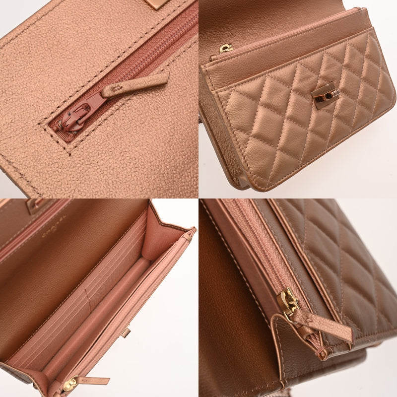 CHANEL シャネル 2.55 マトラッセ チェーンウォレット ピンクブロンズ レディース ラムスキン ショルダーバッグ Bランク 中古 銀蔵