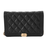 CHANEL シャネル ボーイシャネル チェーンショルダー ブラック AP1117 レディース キャビアスキン チェーンウォレット Aランク 中古 銀蔵