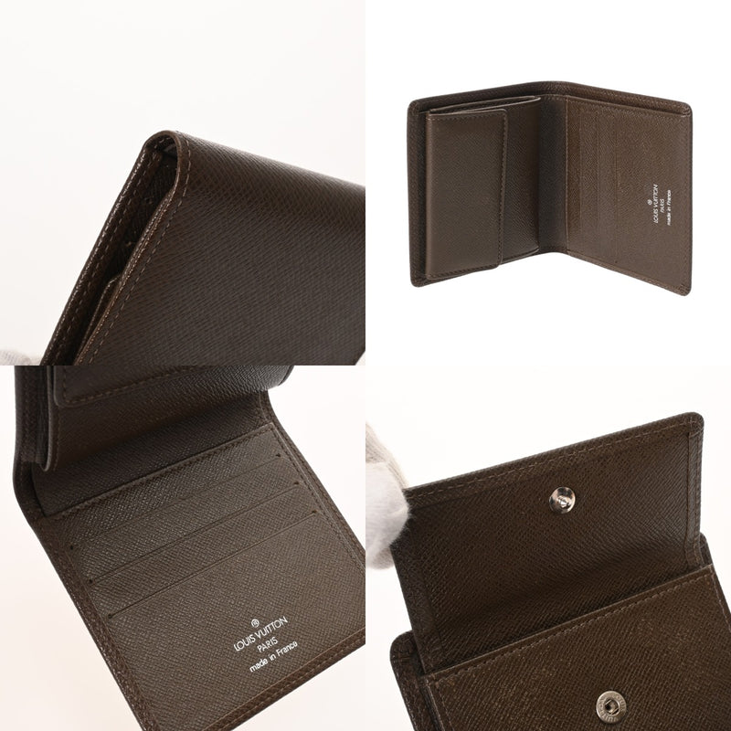 LOUIS VUITTON ルイヴィトン タイガ ポルトビエ 3カルト クレディ グリズリ M30458 メンズ レザー 二つ折り財布 ABランク 中古 銀蔵