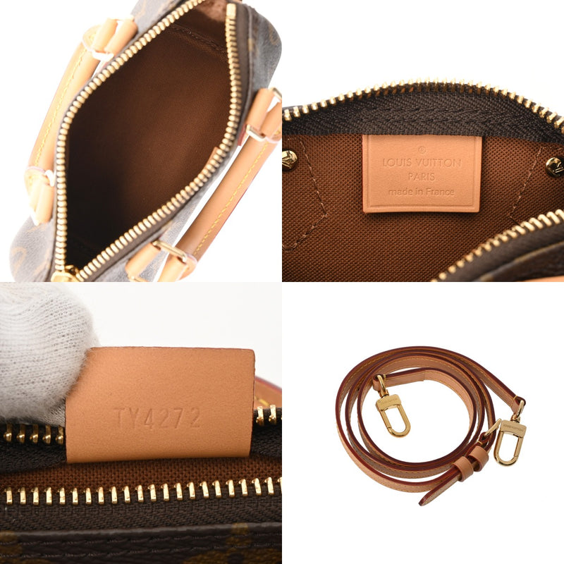 LOUIS VUITTON ルイヴィトン モノグラム ナノスピーディ ブラウン M81085 レディース モノグラムキャンバス ショルダーバッグ 新同 中古 銀蔵