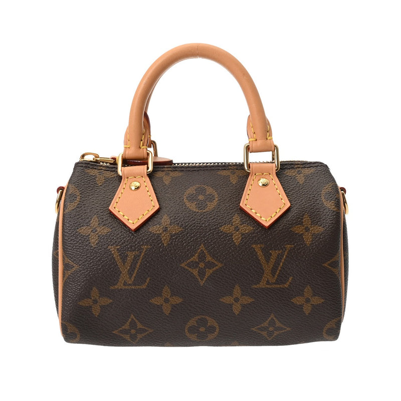 LOUIS VUITTON ルイヴィトン モノグラム ナノスピーディ ブラウン M81085 レディース モノグラムキャンバス ショルダーバッグ 新同 中古 銀蔵
