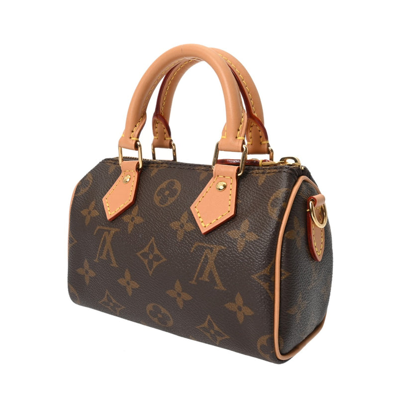 LOUIS VUITTON ルイヴィトン モノグラム ナノスピーディ ブラウン M81085 レディース モノグラムキャンバス ショルダーバッグ 新同 中古 銀蔵