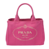 PRADA プラダ カナパ ミニ ピンク 1BG439 レディース キャンバス ハンドバッグ Aランク 中古 銀蔵