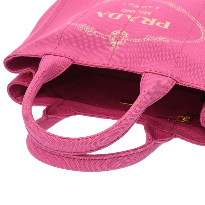 PRADA プラダ カナパ ミニ ピンク 1BG439 レディース キャンバス ハンドバッグ Aランク 中古 銀蔵
