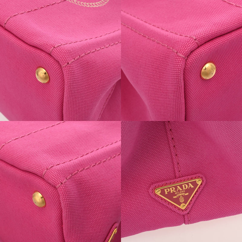 PRADA プラダ カナパ ミニ ピンク 1BG439 レディース キャンバス ハンドバッグ Aランク 中古 銀蔵