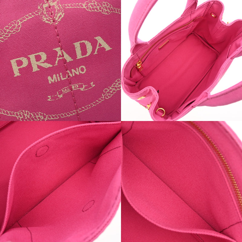 PRADA プラダ カナパ ミニ ピンク 1BG439 レディース キャンバス ハンドバッグ Aランク 中古 銀蔵