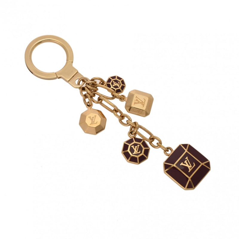 LOUIS VUITTON ルイヴィトン ポルトクレカボション バッグチャーム ゴールド/ボルドー レディース キーホルダー ABランク 中古 銀蔵