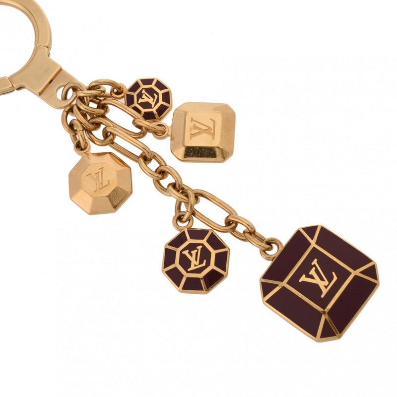 LOUIS VUITTON ルイヴィトン ポルトクレカボション バッグチャーム ゴールド/ボルドー レディース キーホルダー ABランク 中古 銀蔵