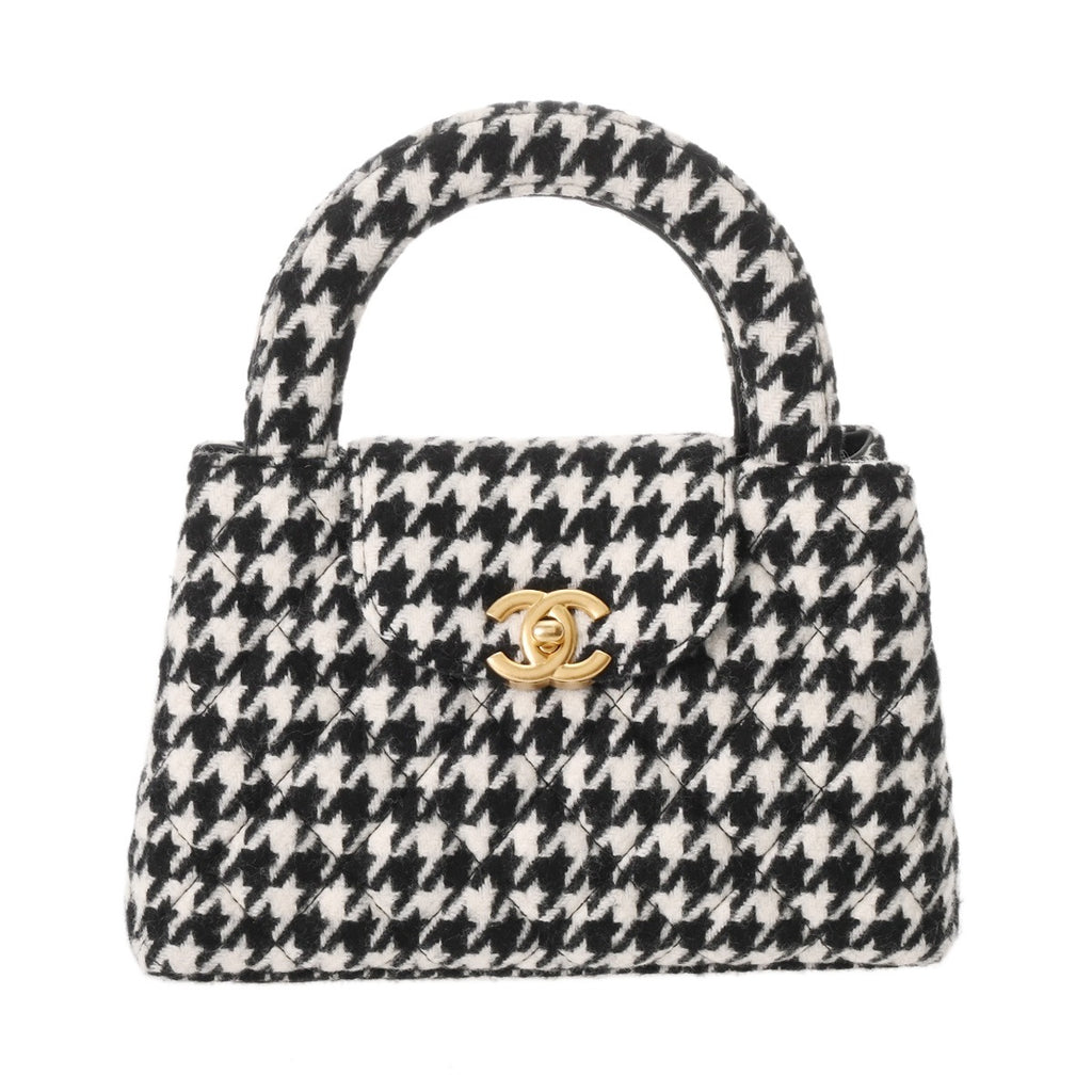 シャネル CHANEL 千鳥柄ブルー ス スパンコール　トートバッグ シャネル ミニショッピングバッグ 千鳥柄 42976 ブラック/ホワイト