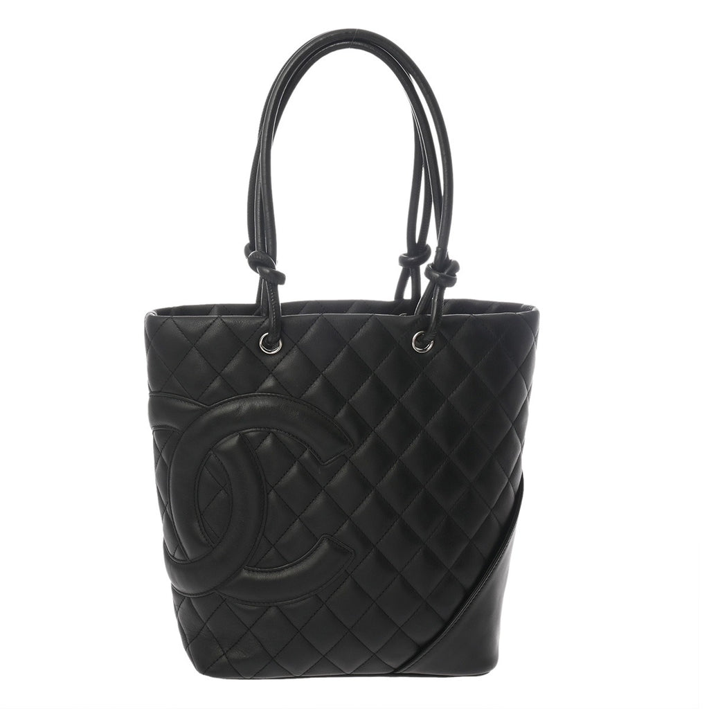 CHANEL シャネル カンボンライン ミディアムトート ブラック×ブラック
