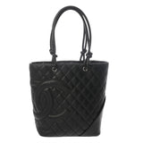 CHANEL シャネル カンボンライン ミディアムトート ブラック×ブラック A25167 レディース ラムスキン トートバッグ Aランク 中古 銀蔵