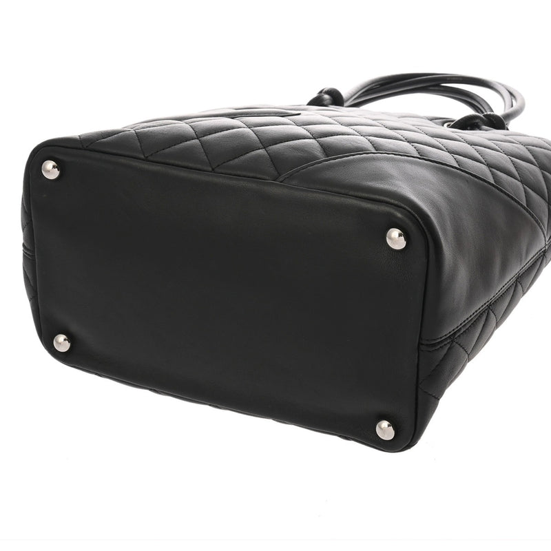CHANEL シャネル カンボンライン ミディアムトート ブラック×ブラック A25167 レディース ラムスキン トートバッグ Aランク 中古 銀蔵