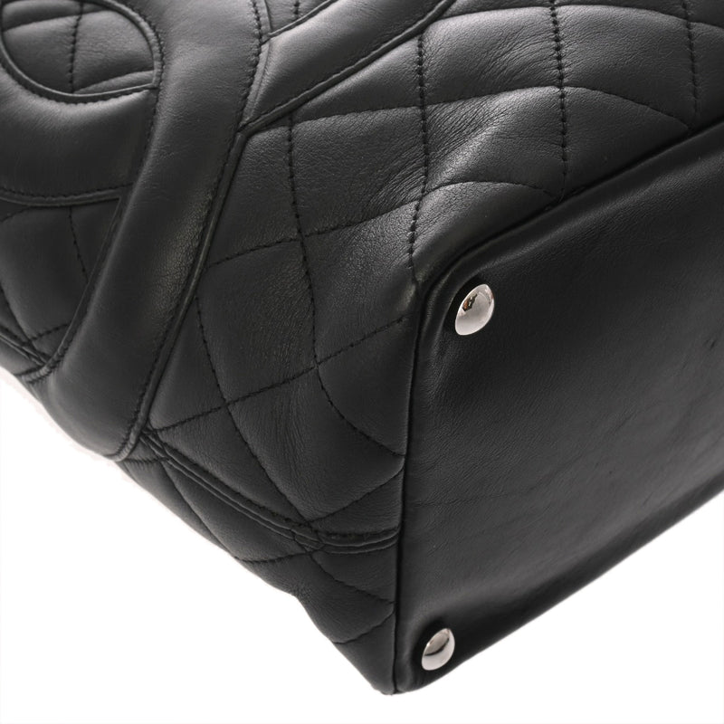 CHANEL シャネル カンボンライン ミディアムトート ブラック×ブラック A25167 レディース ラムスキン トートバッグ Aランク 中古 銀蔵