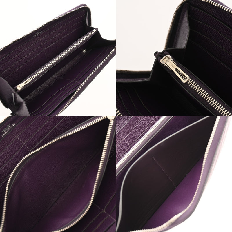 HERMES エルメス アザップロング アメジスト □O刻印(2011年頃) レディース アリゲーターマット 長財布 ABランク 中古 銀蔵