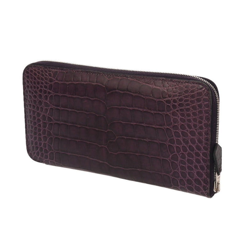 HERMES エルメス アザップロング アメジスト □O刻印(2011年頃) レディース アリゲーターマット 長財布 ABランク 中古 銀蔵