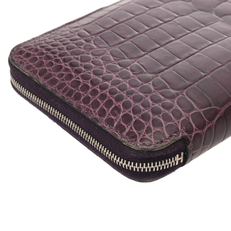 HERMES エルメス アザップロング アメジスト □O刻印(2011年頃) レディース アリゲーターマット 長財布 ABランク 中古 銀蔵