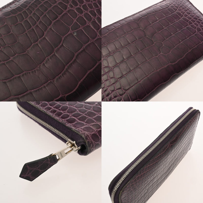 HERMES エルメス アザップロング アメジスト □O刻印(2011年頃) レディース アリゲーターマット 長財布 ABランク 中古 銀蔵