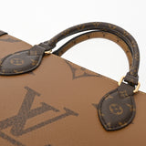 LOUIS VUITTON ルイヴィトン モノグラムリバース オンザゴー PM ブラウン M46373 レディース モノグラムキャンバス ハンドバッグ 新同 中古 銀蔵