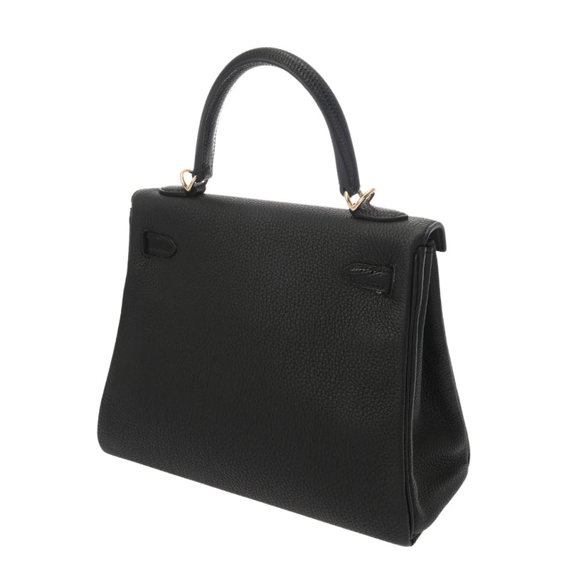 HERMES エルメス ケリー25 タッチ 内縫い ブラック Z刻印(2021年頃) レディース トゴ リザード 2WAYバッグ 新同 中古 銀蔵