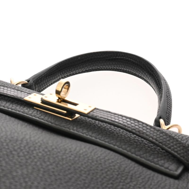 HERMES エルメス ケリー25 タッチ 内縫い ブラック Z刻印(2021年頃) レディース トゴ リザード 2WAYバッグ 新同 中古 銀蔵