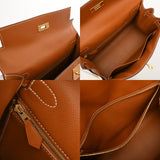 HERMES エルメス ケリー 28 外縫い ゴールド A刻印(2017年頃) レディース ボックスカーフ 2WAYバッグ Aランク 中古 銀蔵